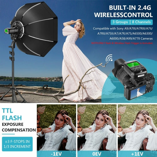 VISION2 200Ws 2.4G TTL Flash Strobe For Sony DSLR Cameras,1/8000 HSS