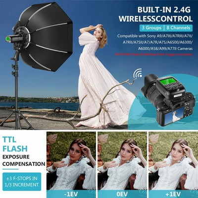 VISION2 200Ws 2.4G TTL Flash Strobe For Sony DSLR Cameras,1/8000 HSS