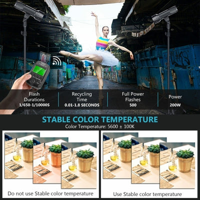 VISION2 200Ws 2.4G TTL Flash Strobe For Sony DSLR Cameras,1/8000 HSS